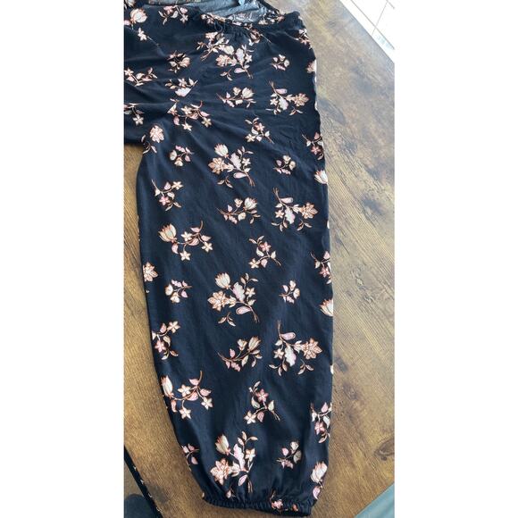 Old Navy Womens XL Black/Brown/Pink Floral Print V Neck Rayon Dress BOHO/Fairy - Picture 8 of 9